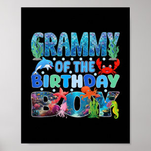 Grammy of the Birthday Boy Aquarium Sea Animals Poster