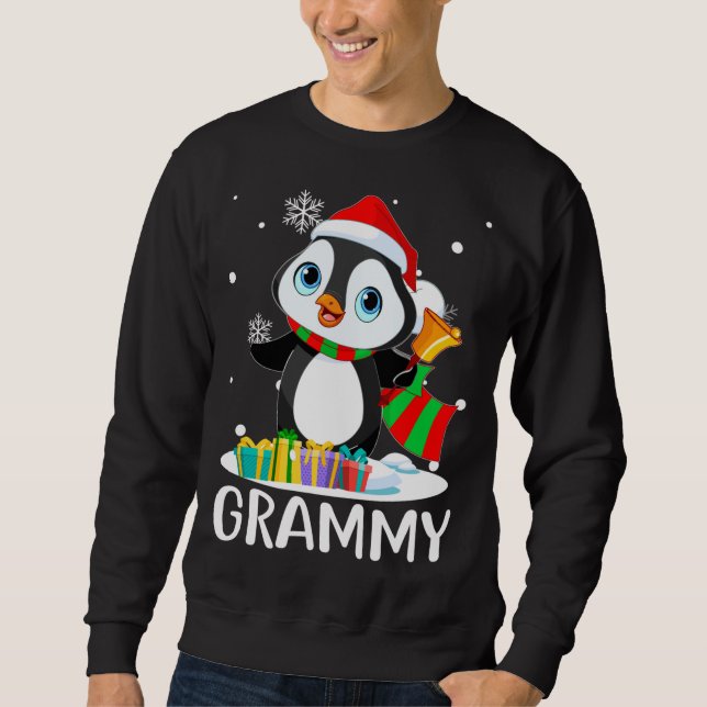 Grammy Penguins Weihnachtsmannmütze Weihnachten-Ma Sweatshirt (Vorderseite)