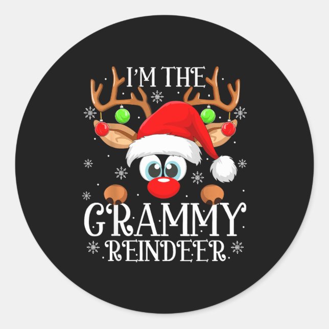 Grammy Reindeer Christmas Family Matching Group Fu Runder Aufkleber (Vorderseite)