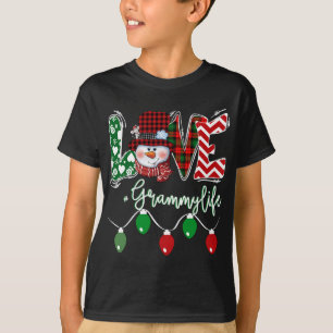 Grammy Snowman Liebe Grammy Life Christmas Red Pla T-Shirt