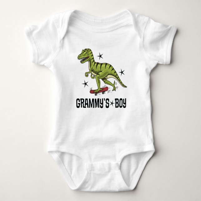 Grammys Boy Grandson Dinosaur Baby Strampler (Vorderseite)