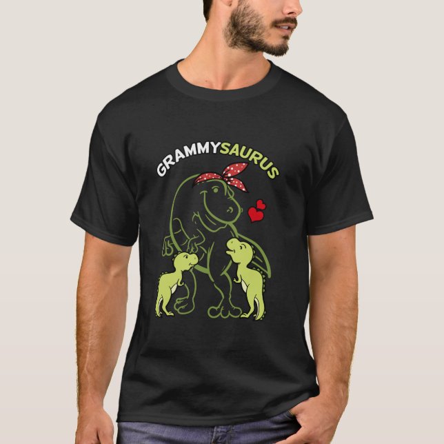 Grammysaurus Grammy 2 Kinder Dinosaurier Mutter Ta T-Shirt (Vorderseite)