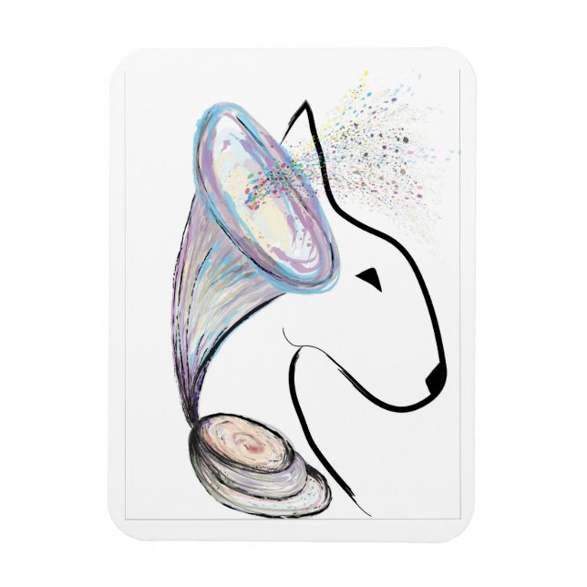 Gramophon Bull Terrier Musik Originale Kunst Magnet (Vertikal)