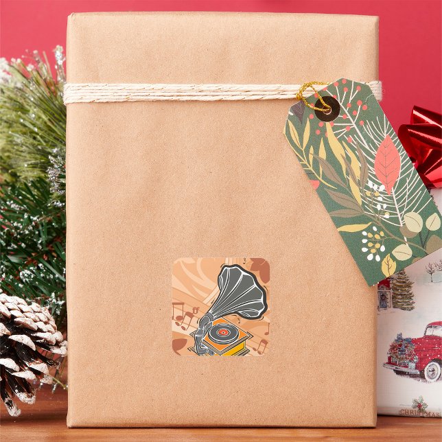 Gramophon Quadratischer Aufkleber (Von Creator hochgeladen)