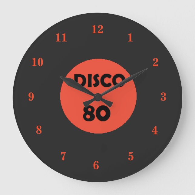 Gramophon Record Clock - Retro Disco Party Große Wanduhr (Vorderseite)