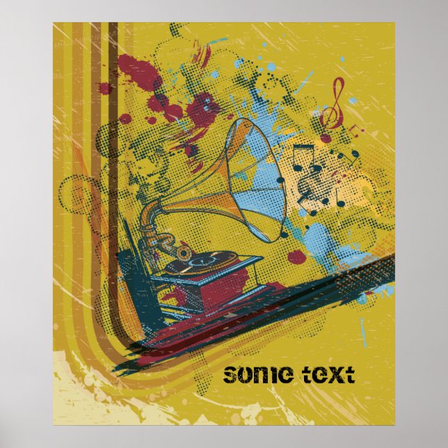 Gramophon Retro-Druckplakat Poster (Vorne)