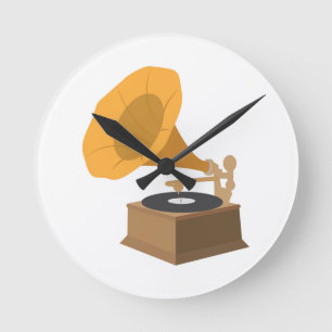 Gramophon Runde Wanduhr