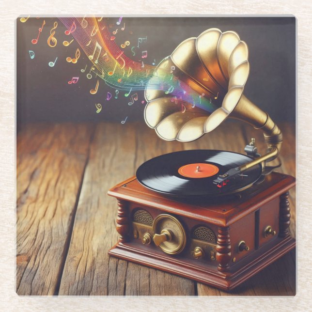 Gramophon-Untersetzer Glasuntersetzer (Vorderseite)