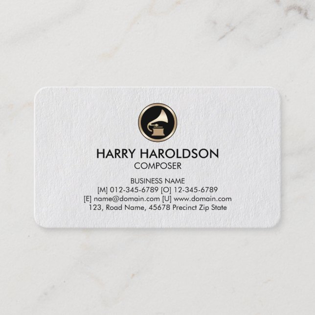 Gramophone Icon Composer Premium Business Card Visitenkarte (Vorderseite)