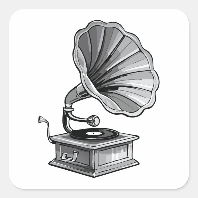 Gramophone Quadratischer Aufkleber (Vorderseite)