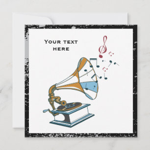 Gramophone rétro invitation personnalisée