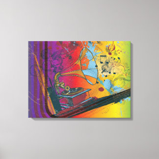 Gramophone rétro sur toile arc-en-ciel