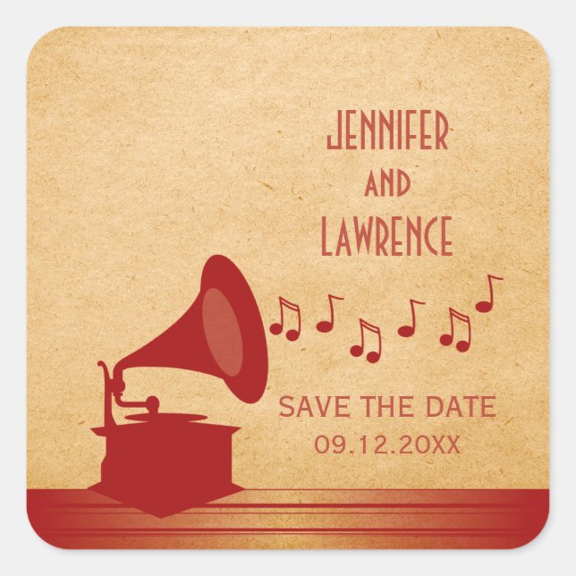 Gramophone Vintage rouge Enregistrer les stickers  (Devant)
