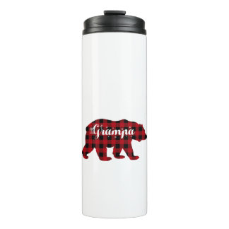 Grampa Bear Buffalo Kariert Matching Family Thermosbecher