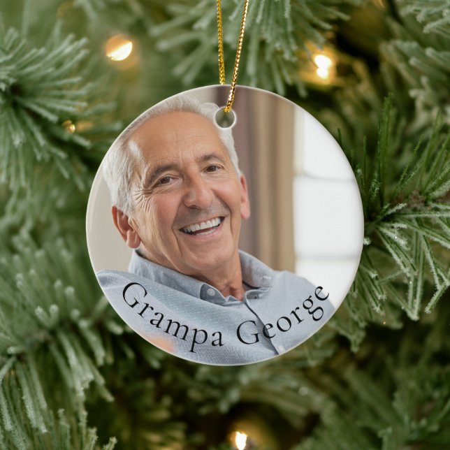 Grampa einfaches, stylisches Keepake-Foto Keramik Ornament (Baum)
