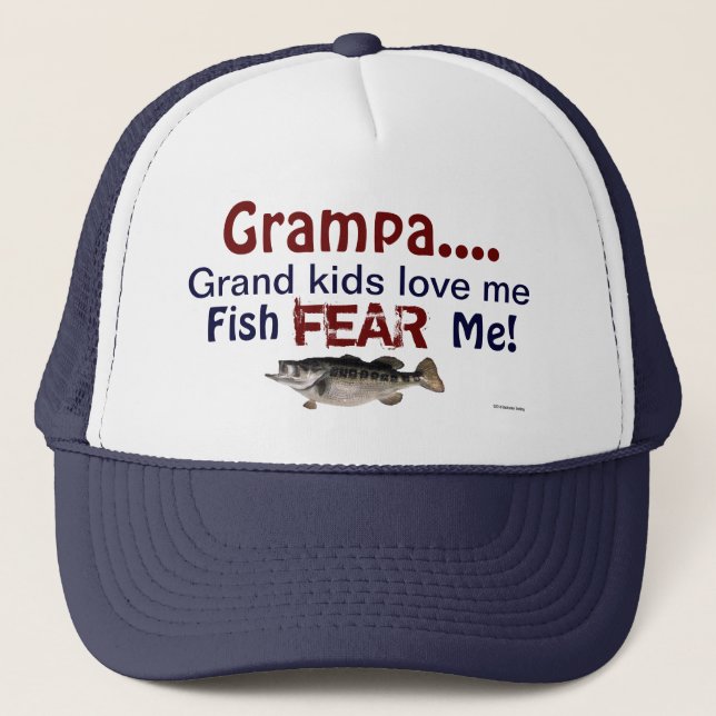 Grampa... Großkids Liebe Me Fish Angst mich Hat Truckerkappe (Vorderseite)