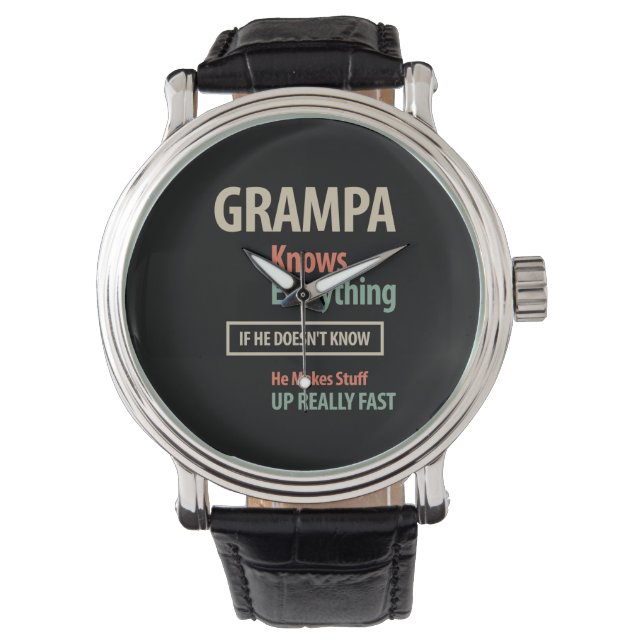 Grampa weiß alles | Großvatergeschenk Armbanduhr (Vorderseite)