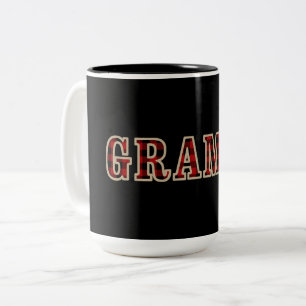 GRAMPS Rustikale Rote Schwarze Büffel Karo Quadrat Zweifarbige Tasse