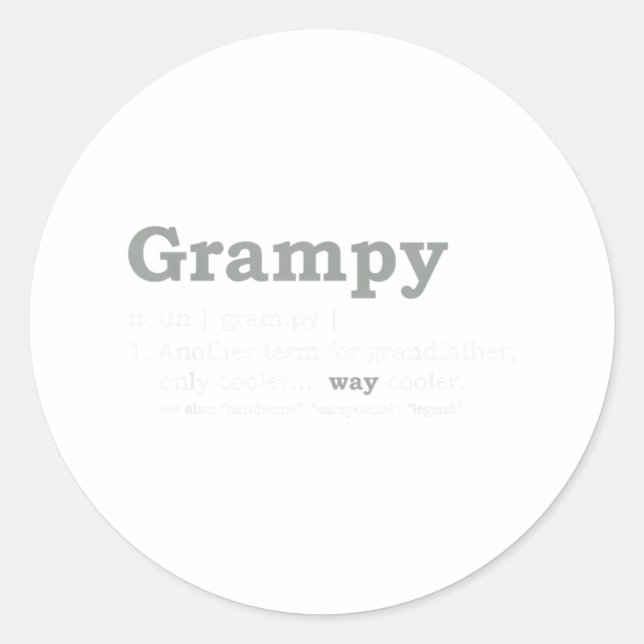 Grampy Design_ Funny Definition  Runder Aufkleber (Vorderseite)