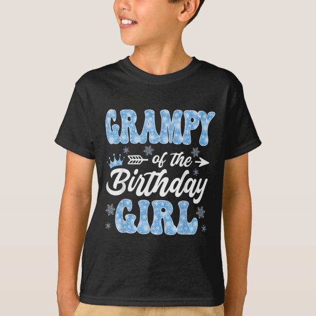 Grampy Of The Birthday Girl Snowflakes Winter Chri T-Shirt (Vorderseite)