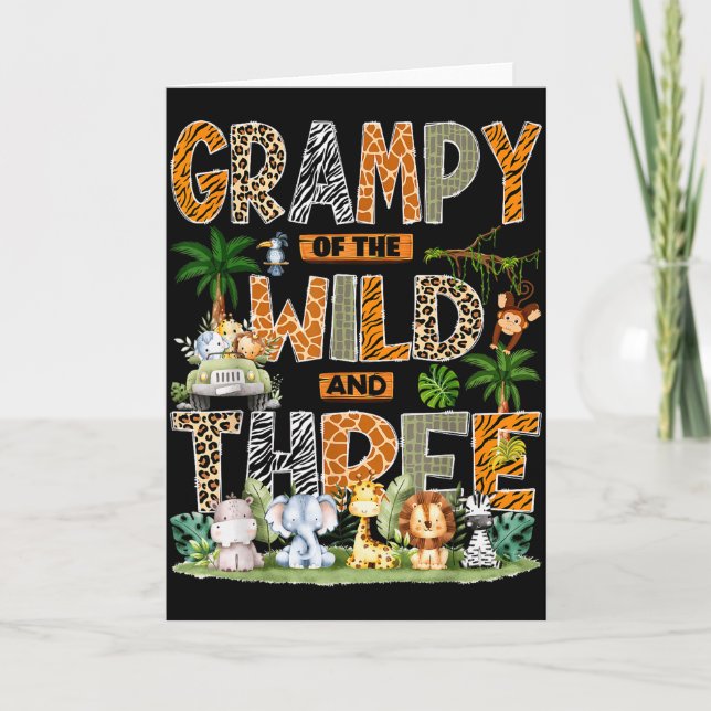 Grampy Of The Wild &amp; Three Zoo 3rd Birthday Sa Karte (Vorderseite)