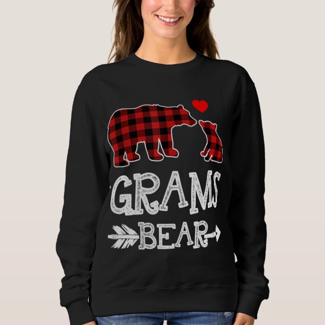 Grams Bear Shirt, Red Buffalo Kariert Oma Bär P Sweatshirt (Vorderseite)