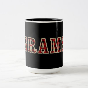 GRAMS Rustikales Rot-Schwarz-Büffel-Karo-Muster Zweifarbige Tasse