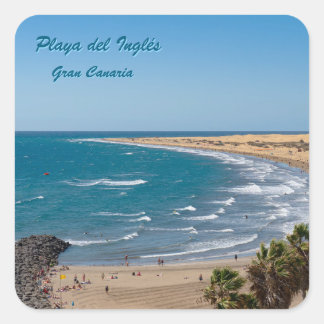 Gran Canaria Beach Scene Quadratischer Aufkleber