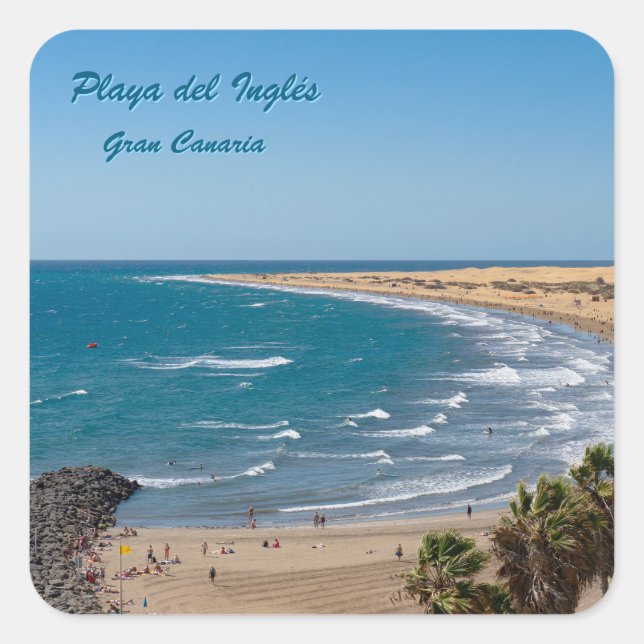 Gran Canaria Beach Scene Quadratischer Aufkleber (Vorderseite)