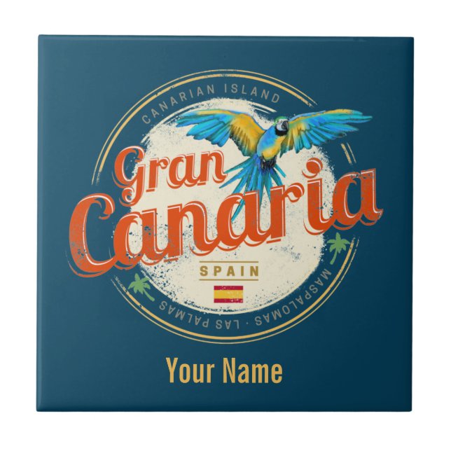 Gran Canaria Parrot Kanarische Inseln Spanien Vint Fliese (Vorderseite)