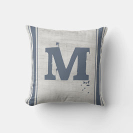 Gran Sack Blau Grau Vertikale Streifen Monogramm m Kissen