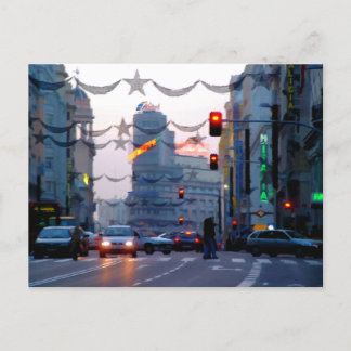 Gran Vía de Madrid en Navidad Postkarte