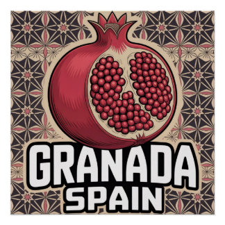 Granada Spain Pomegranate Sticker Poster