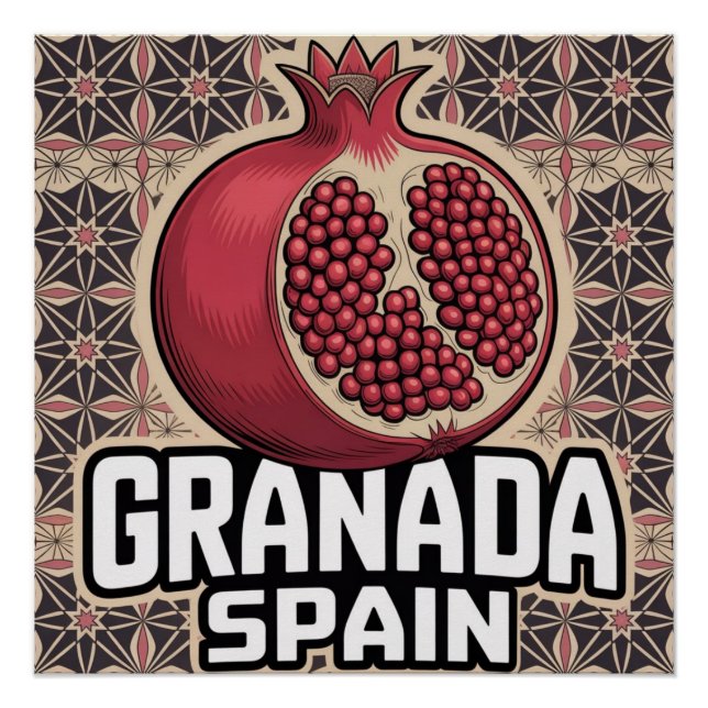Granada Spain Pomegranate Sticker Poster (Vorderseite)