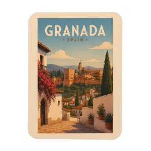Granada Spanien Alhambra Illustration Reise Kunst Magnet