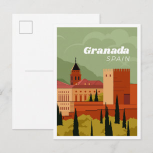 Granada Spanien Illustration Reise Postkarte