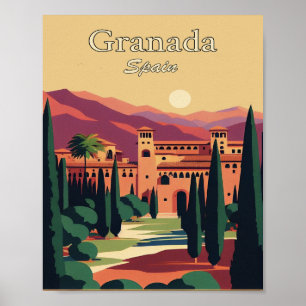 Granada Spanien Minimalist Vintage Kunstposter Poster