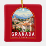 Granada Spanien Reisen Kunst Vintag Keramikornament<br><div class="desc">Granada Retro Vektor Reise Design. Granada ist eine Stadt in der Region Andalusien im Süden Spaniens,  am Fuße der Sierra Nevada.</div>