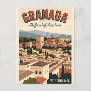 Granada Spanien Retro-Himmelzeile Stadtansicht Rei Postkarte
