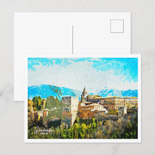 Granada Spanien Schönes Öl Paint Landschaft Postkarte