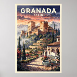 Granada Spanien Vintage Reise Poster