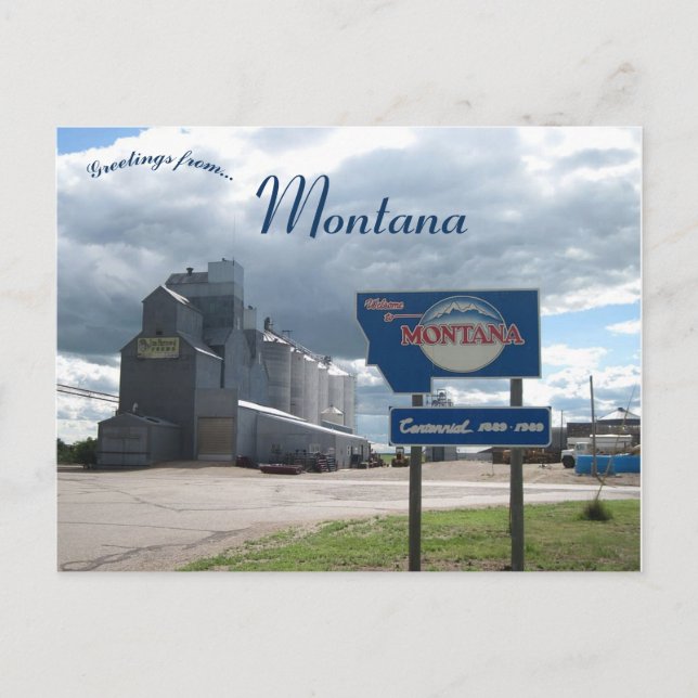 Granary an der Montana Staat Line in Montana Postkarte (Vorderseite)