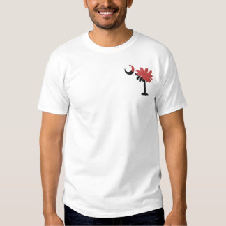 Granat und schwarzer Palmetto gesticktes Shirt
