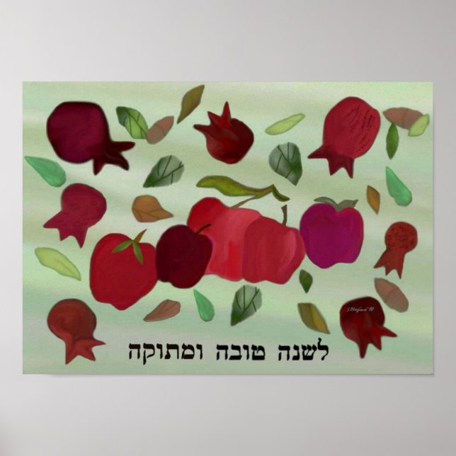 Granatäpfel & Äpfel Sweet Year Print Poster (Vorne)