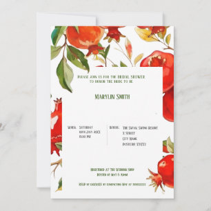 Granatapfel-Aquarellthema Helle Farben Einladung