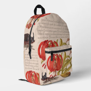 Granatapfel, Blume, Obst und Rhinozeros Bedruckter Rucksack
