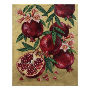 Granatapfel Botanische Ölmalerei Wandkunst Poster