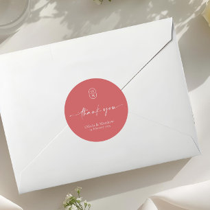 Granatapfel Chic & Moderne Hochzeitsmonogramm Runder Aufkleber