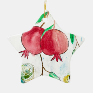 Granatapfel Frucht Aquarell rot Lebensmittel vinta Keramik Ornament