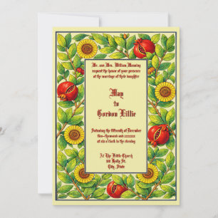 Granatapfel Frucht- und Blumenrand-Hochzeit Einladung